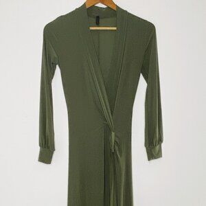 Good Time USA - VNeck, Front Split, Extra Long, Dark Green, Dress - Size S/M